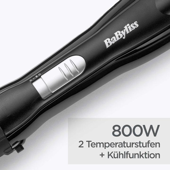 BaByliss Shape und Smooth Wamluftbürste für Kürzere Haare AS82E, 2 Bürstenaufsätze 30mm und 20mm, Kü