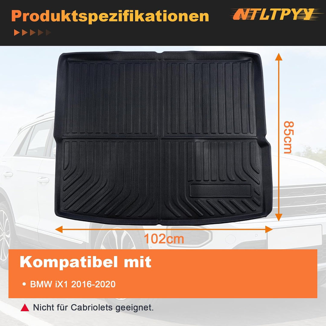 Auto Kofferraummatte für BMW iX1 2016-2020, Allwetter Kofferraummatte aus TPE, Wasserdicht rutschfes