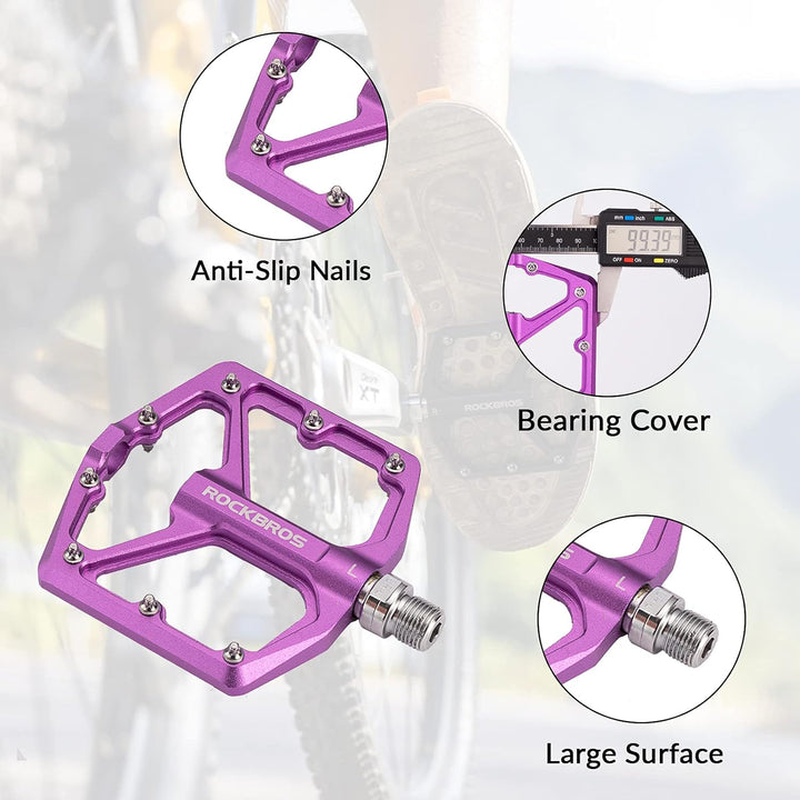 ROCKBROS Fahrradpedale Rennrad Pedale Aluminium Platform Pedale Ultraleicht Antirutsch Fahrrad Pedal