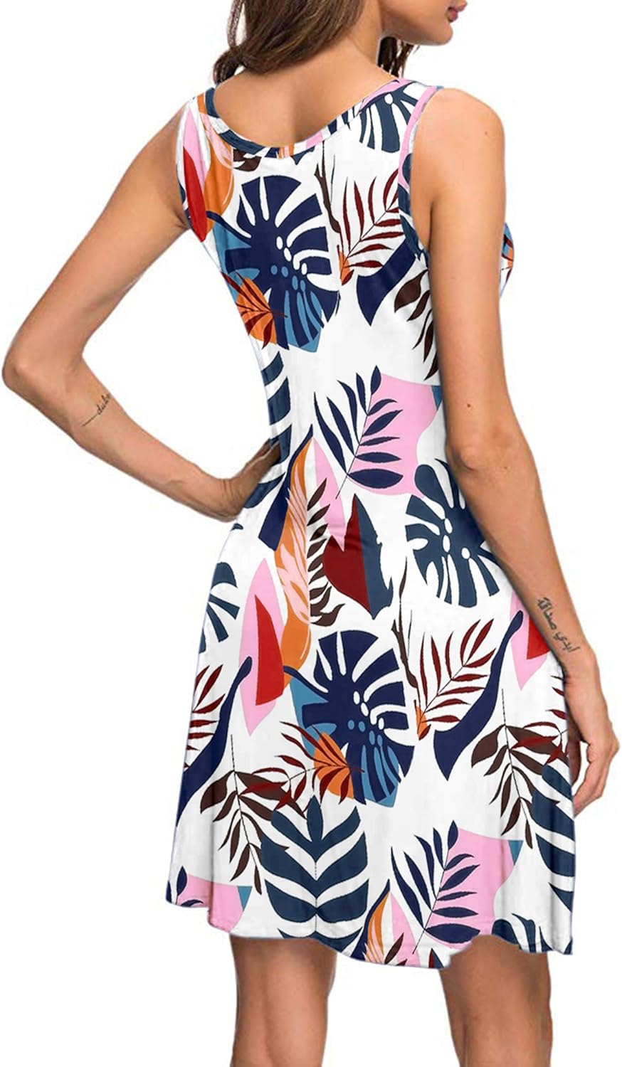 AUSELILY Sommerkleid Damen loose Strandkleid 04 Blauer Wegerich M, 04 Blauer Wegerich M