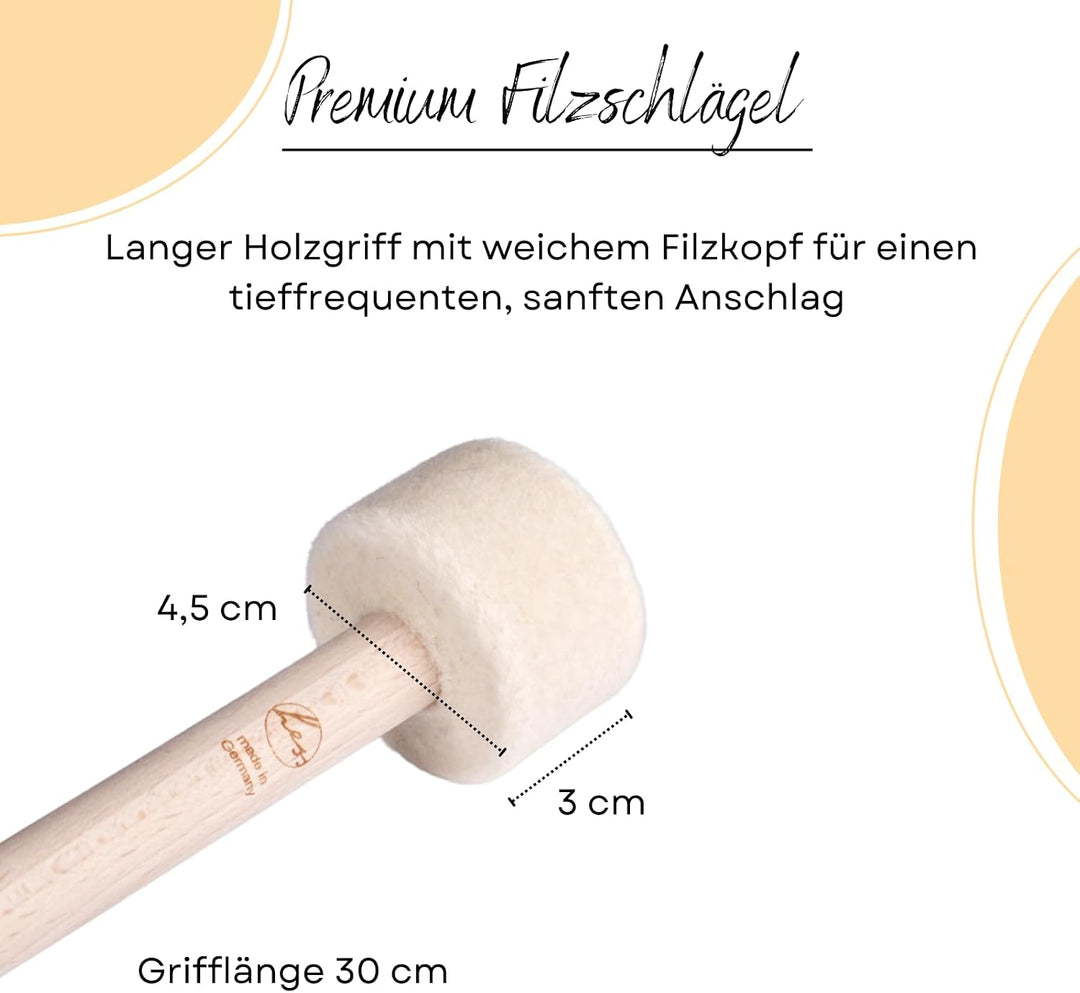 Peter Hess Therapieklangschale Kehlkopfschale (16,5 cm, 700 g) mit Filzschlägel und Filzuntersetzer