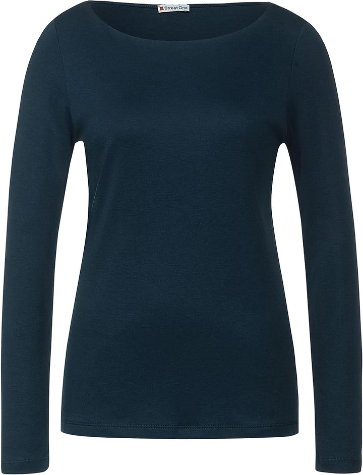 Damen Shirt in Unifarbe, 38 Deep Teal Blue