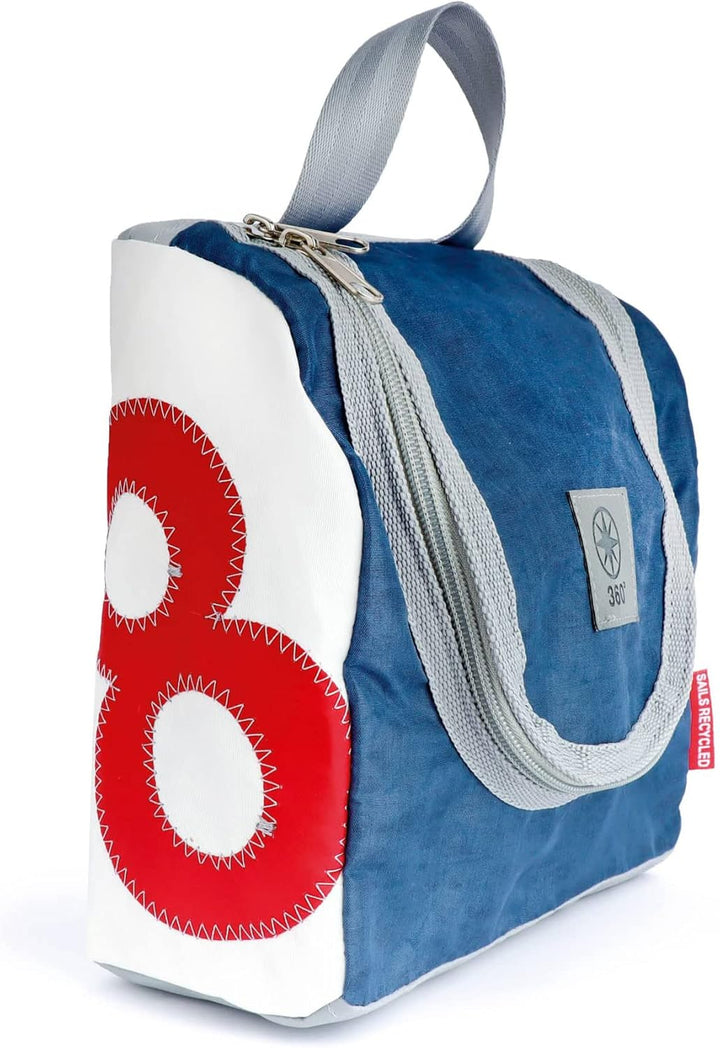 360° Kulturtasche Kulturbeutel Matrose XL weiss-blau Zahl rot