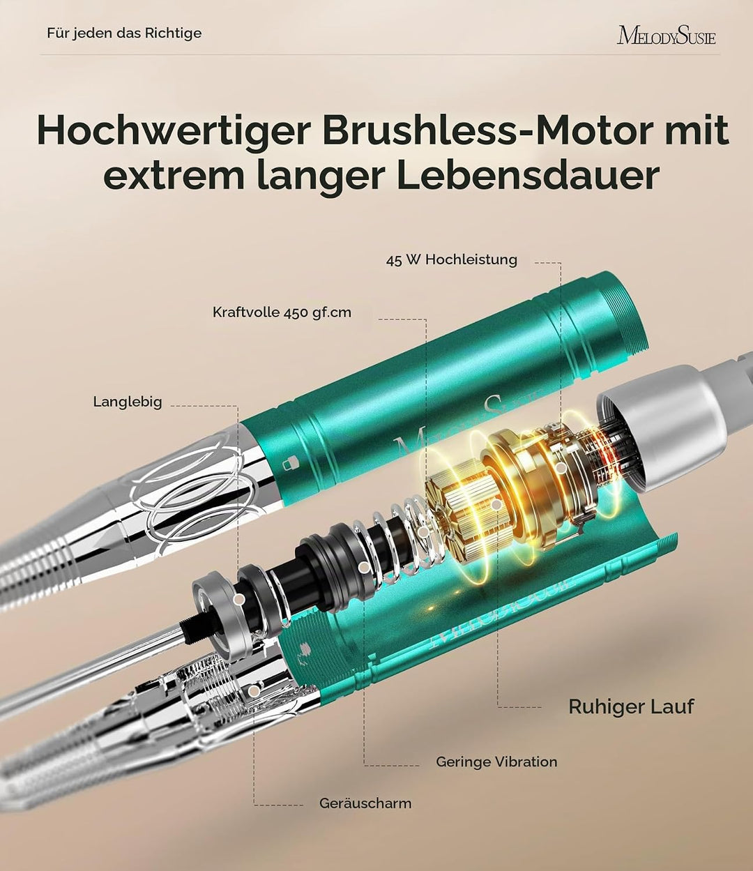 MelodySusie Professioneller elektrischer Nagelbohrer, wiederaufladbare Nagelfeilen für Acrylnägel, k