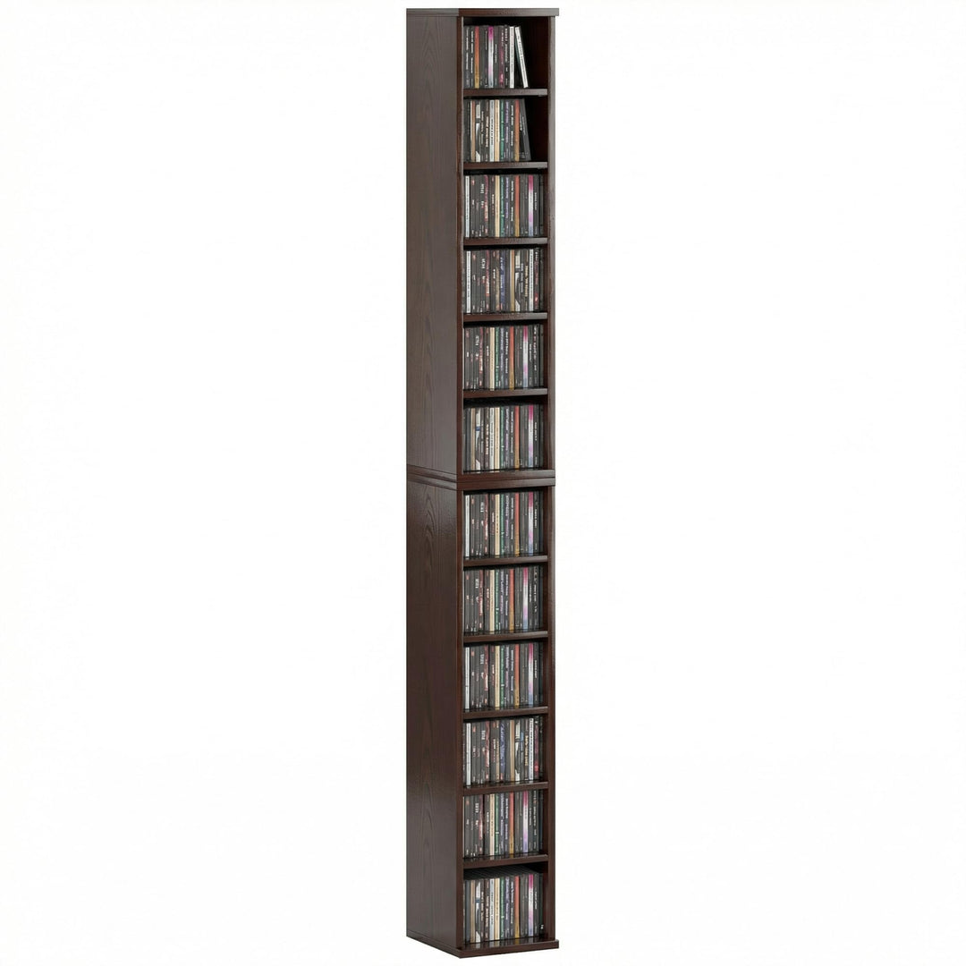 HOMCOM Set mit 2 Säulenregalen CD-DVD-Schrank 6 + 6 Fächer 21 x 22,5 x 88,5 cm Kapazität bis 204 CDs