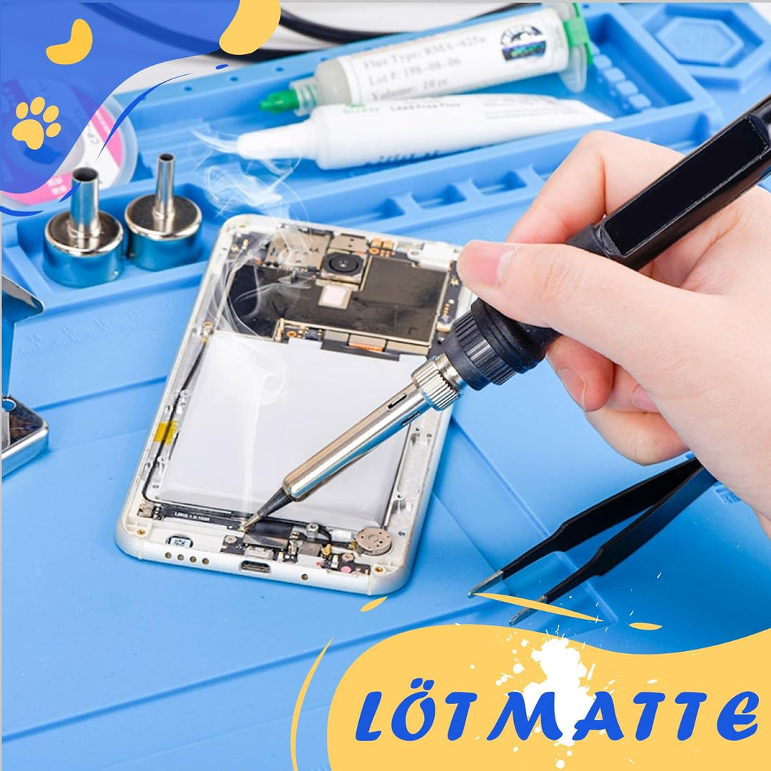 Magnetische Lötmatte, 500℃ Hitzebeständig Reparaturmatte, 45 x 30 cm Lötmatte Antistatische Reparatu
