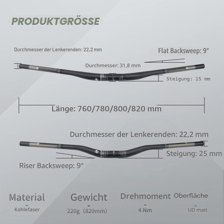 RXL SL 31.8 fahrrad carbon riser lenker mountainbike UD matt carbon downhill lenker 780mm Grau UD ma