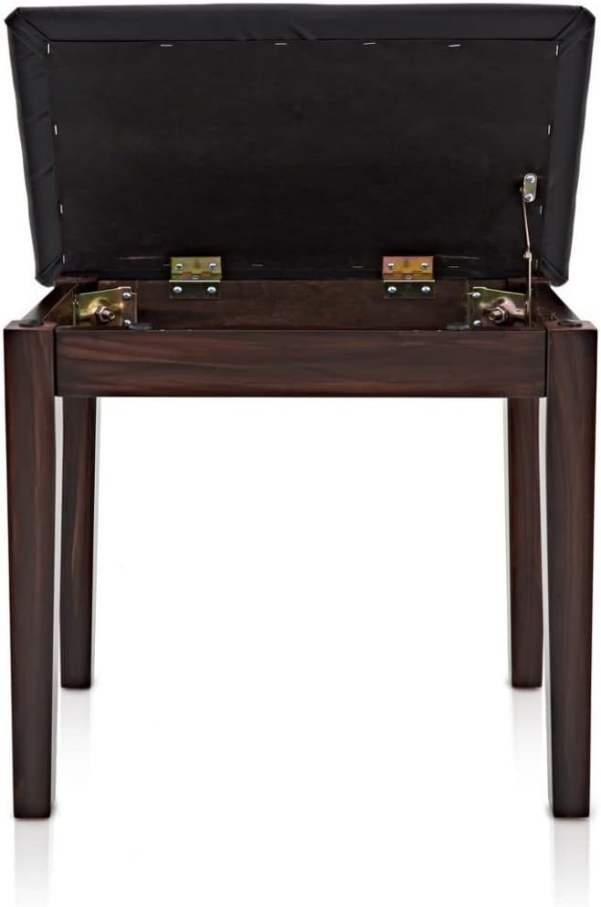 Gear4music Klavierbank mit Stauraum Braun - Palisander Finish