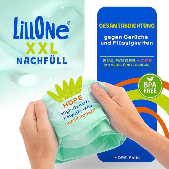 LillOne 8 XXL-Nachfüllungen Extra Lang 10,5 m für Windeleimer – Universell kompatibel mit Tommee Tip