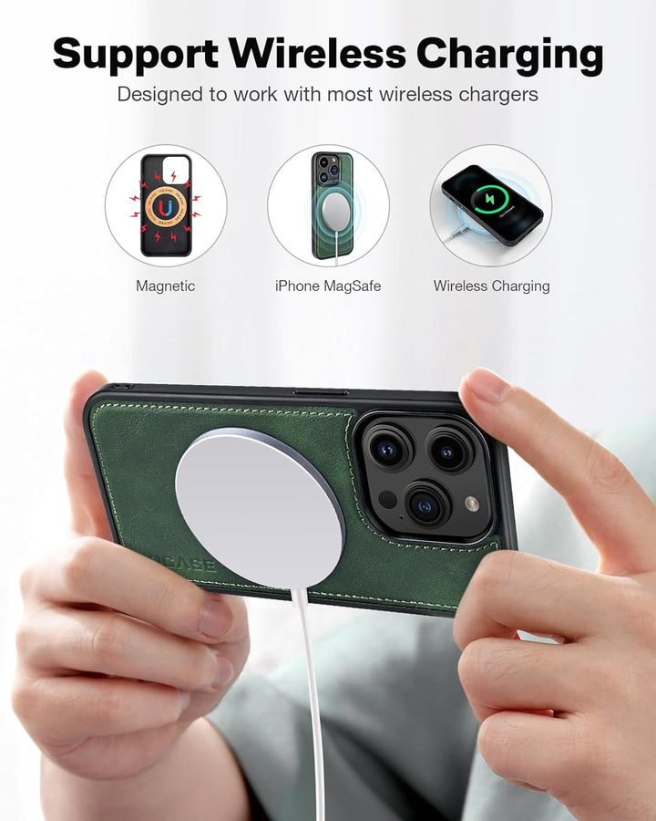 OCASE iPhone 15 Pro Max Hülle(2in1) Leder Stossfestes Case [Abnehmbare magnetische Hülle] [Kabellose