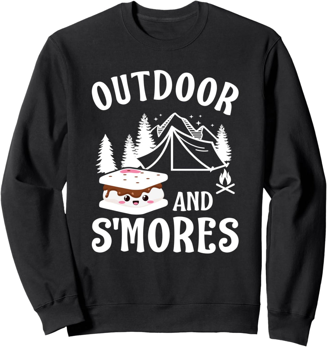 Draussen & S'mores Lustiges Lagerfeuer Camping Sweatshirt