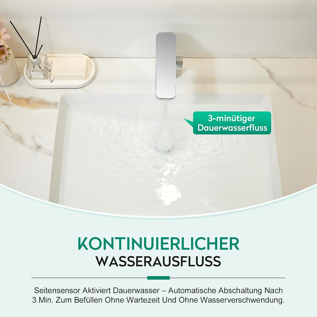 CREA Infrarot Sensor Wasserhahn Bad, Automatisch Sensor Mischbatterie Bad, Berührungsloser Waschtisc
