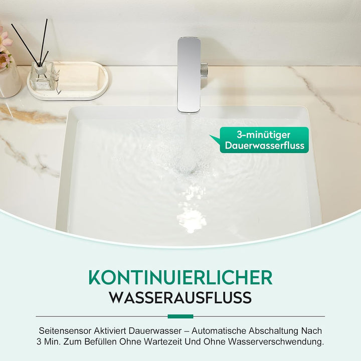 CREA Infrarot Sensor Wasserhahn Bad, Automatisch Sensor Mischbatterie Bad, Berührungsloser Waschtisc