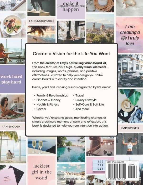 Vision Board Book for Women: 700+ Aesthetic Images, Inspiring Words, Quotes, and Positive Affirmatio