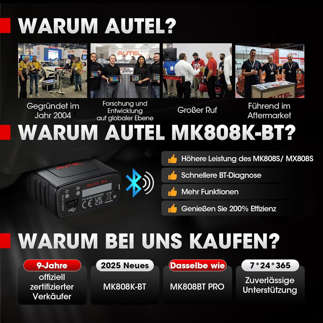 Autel MaxiCOM MK808K-BT OBD2 Diagnosegerät Gleich wie MK808BT Pro 2024 Bidirektionaler Aufstockung d