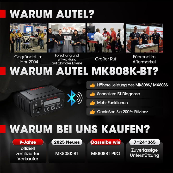 Autel MaxiCOM MK808K-BT OBD2 Diagnosegerät Gleich wie MK808BT Pro 2024 Bidirektionaler Aufstockung d