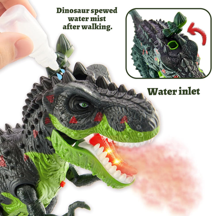 HYAKIDS Dinosaurier Spielzeug mit Sprühen, Lichtern und Brüllen, Gehen, Elektronik T-Rex Dino Spielz