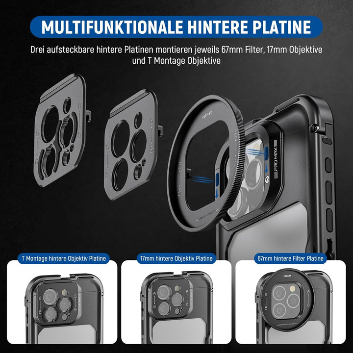 NEEWER 16 Pro Max Käfig Cage Schnellverschluss Video Rig Stabilisator kompatibel mit iPhone 16 Pro M
