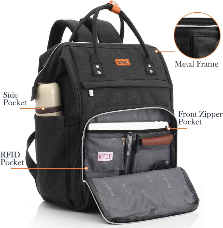 Rucksack Damen, Rucksack Schule mit 15.6 Zoll Laptopfach &amp; USB-Ladeanschluss,Schulrucksack Mädchen T