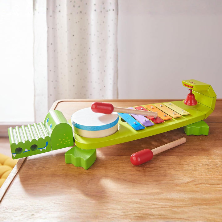 HABA 302566 - Klapper-Krokodil mit 4 spannenden Klanginstrumenten