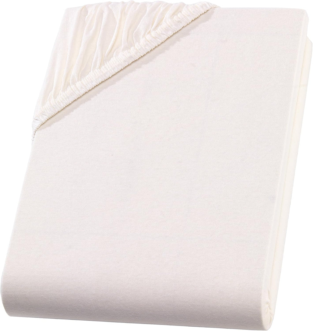Split Topper Spannbettlaken/Spannbetttuch - Natur - Jersey - 180x200-200x200 cm - 10cm Steghöhe - 16