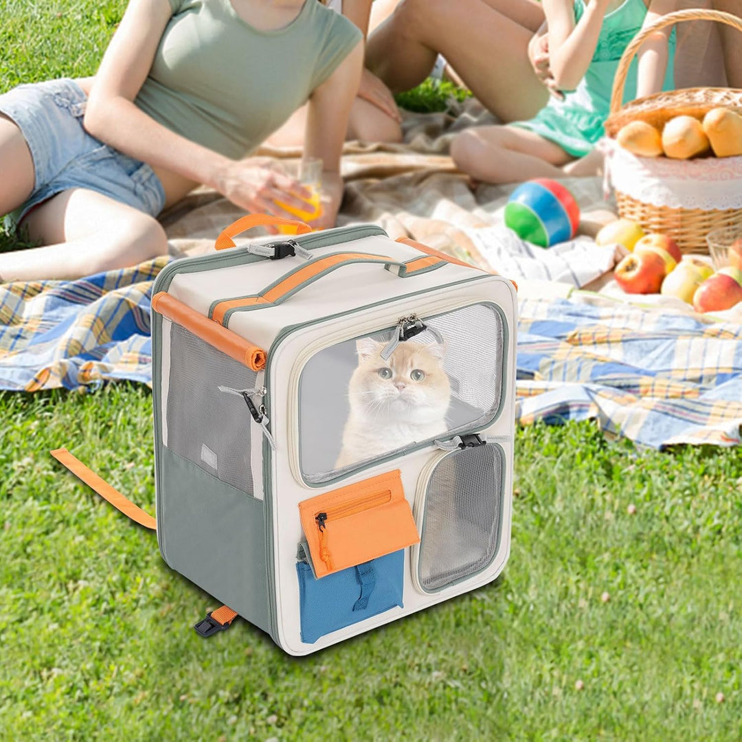 2-in-1 Transportrucksack Transportbox für Haustiere mit Rädern, Hundetransportbox Hunderucksack Katz