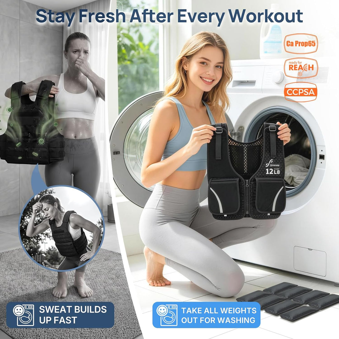 Sportneer 0–5,4 kg Verstellbare Gewichtsweste für Walking, Schwarz
