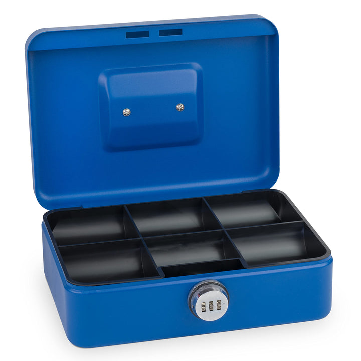 Sax Geldkassette mit Zahlenschloss, extra Starkes Schloss, 25 x 18 x 9cm, Large, Blau Large Blau, La