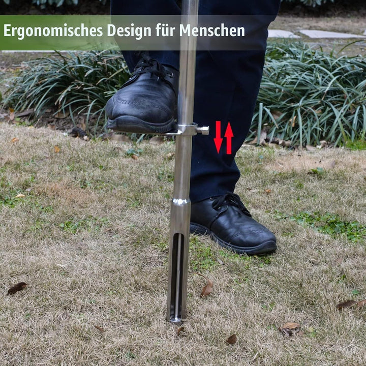 SurmountWay Bodenprobe 101,6 cm mit Fussstufen und Probenauswerfer, Edelstahl-T-Stil-Griff, Bodentes
