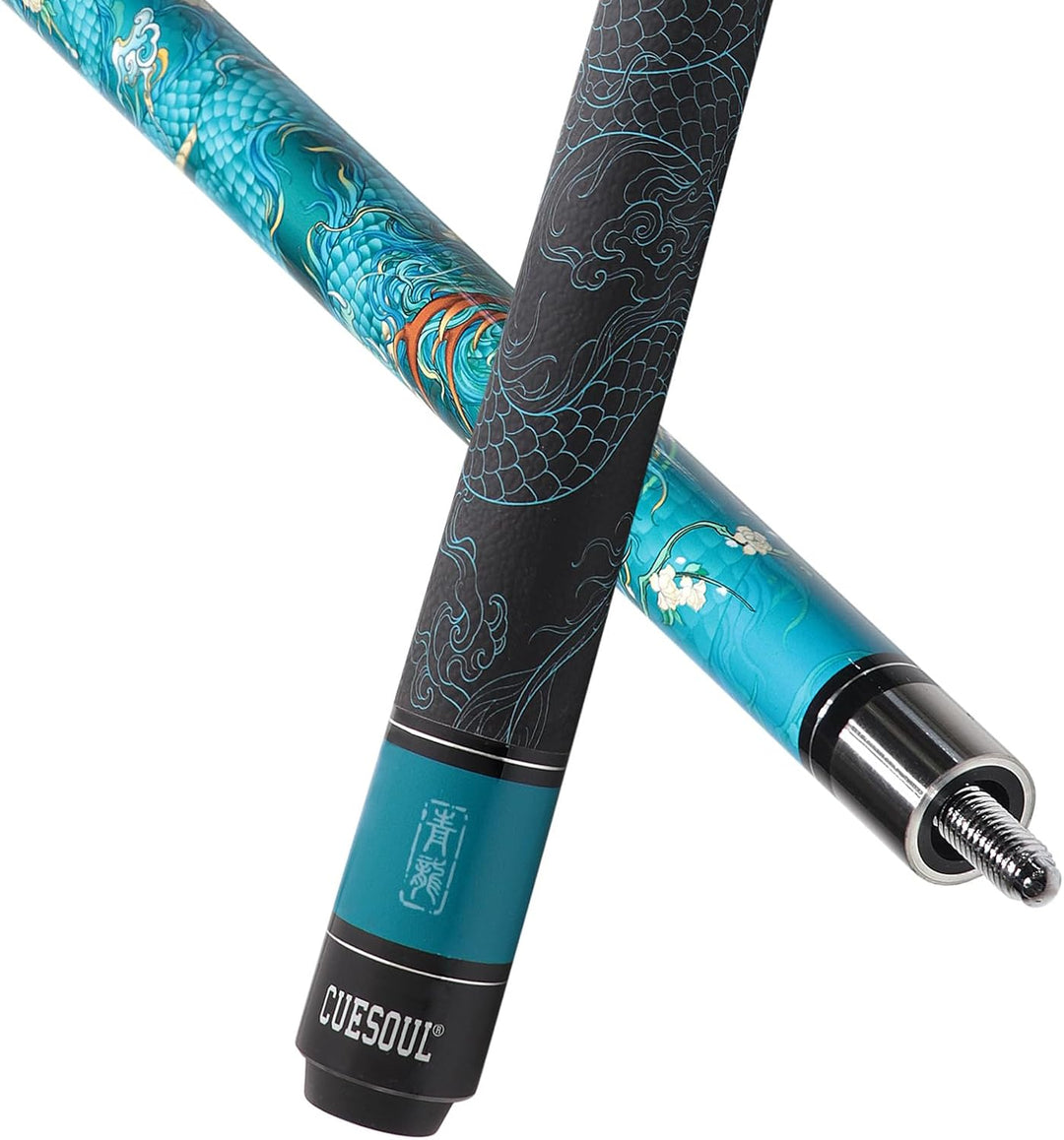 CUESOUL mythologische Symbole 58 Zoll 19oz Pool Cue Stick, 13mm TIPP qinglong, qinglong