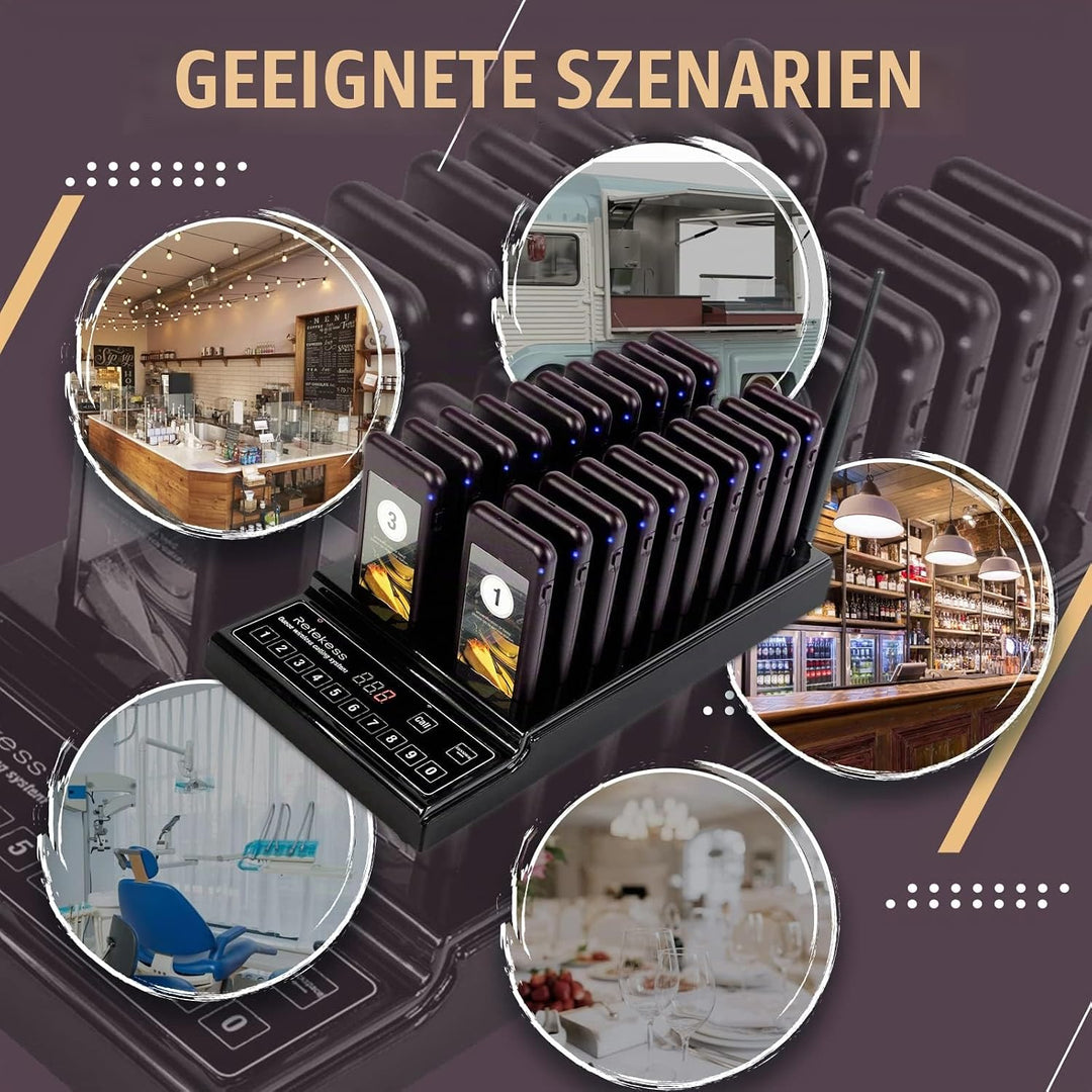 Retekess T112 Pager Rufsystem, 500M Pager Gastronomie, 20 Pager, 360 mAh Akku 36H, 999 Kanale, Auswe