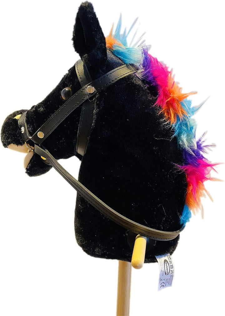 2883 Steckenpferd schwarz mit Pferdegalopp und Gewieher, 90cm