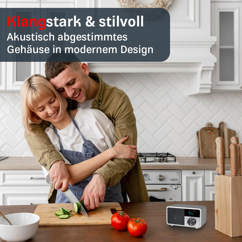 Kathrein DAB Plus Radio Mini I Digitalradio DAB+ u. UKW mit Bluetooth, Aux 3,5mm & Akku I kleines Kü