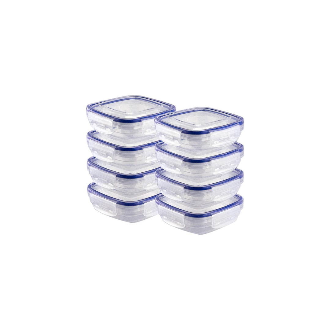 Grizzly Kunststoff Frischhaltedosen Set, 8X Vorratsdosen mit Deckel, Extra Klein, flach, quadratisch