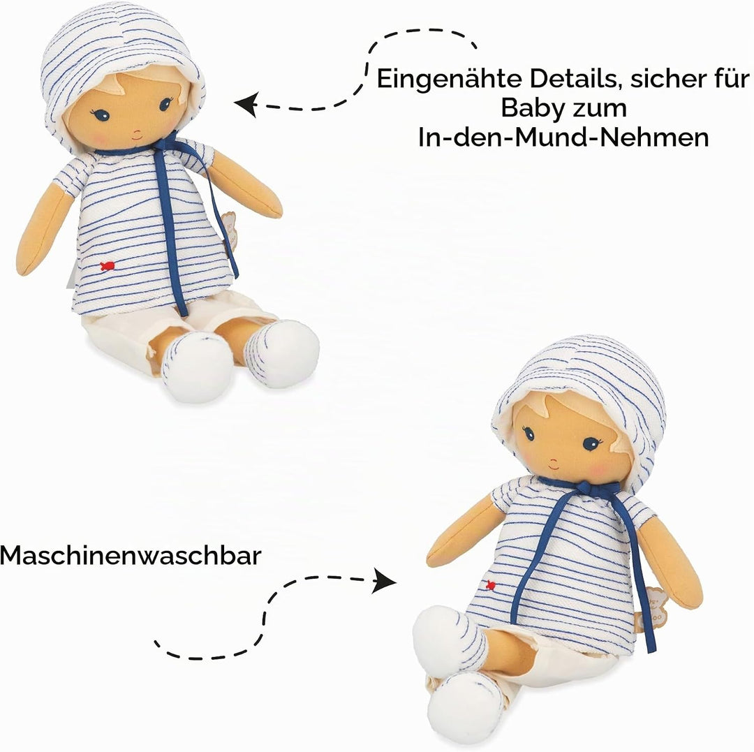 KALOO - Tendresse - Meine Erste Stoffpuppe Eli - 32 cm Grosse Puppe - Matrosenstil - Hübsche Geschen