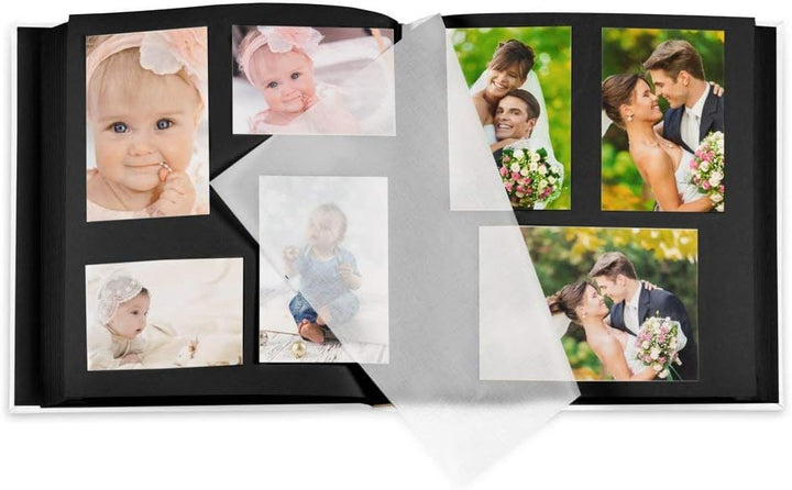 Maverton Fotoalbum zum Selbstgestalten + mit Aufdruck - für 240 Fotos 10x15-60 schwarze Seiten - Grö