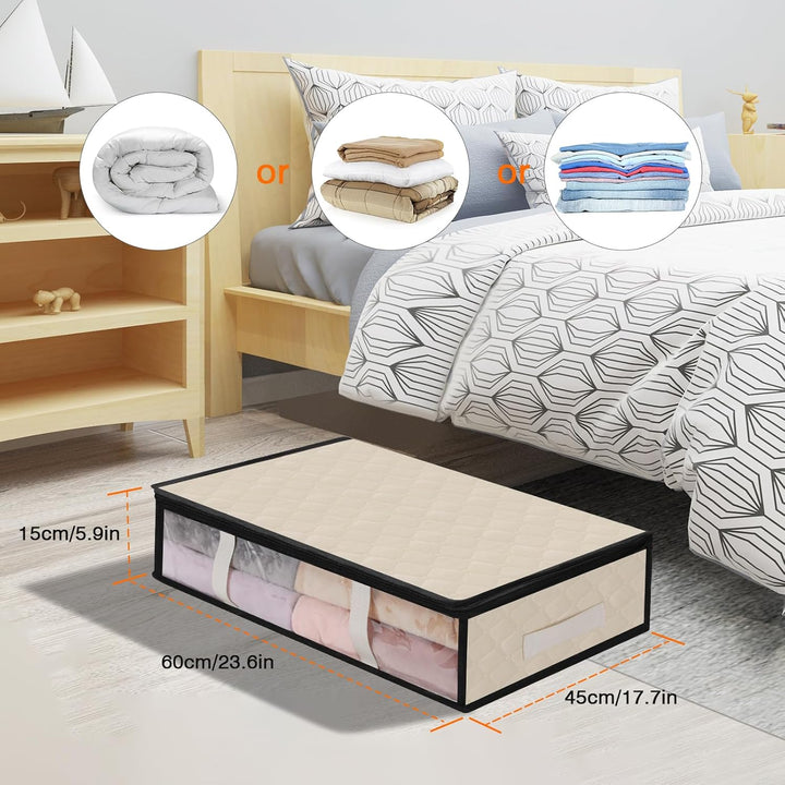 AiQInu Unterbett Aufbewahrungsbox,4 Stück Unterbettkommode mit Sichtfenster und 4 Haltegriffen 60x 4
