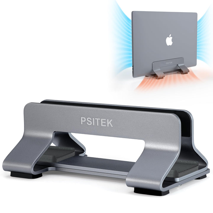 Psitek Einstellbar Aluminium Laptop Ständer Vertikal Dockhalter, Verstellbare Schlitzbreite 12-42mm,