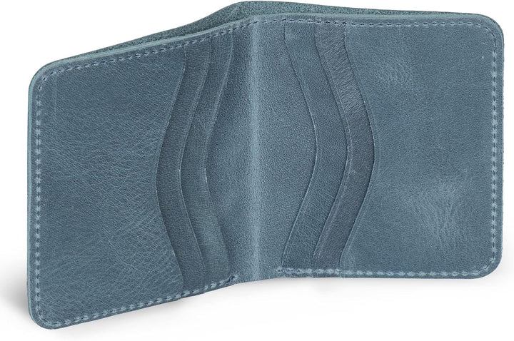 Otto Angelino Ultra Slim Bifold Card and Cash Wallet aus echtem Leder – Unisex Blau, Blau