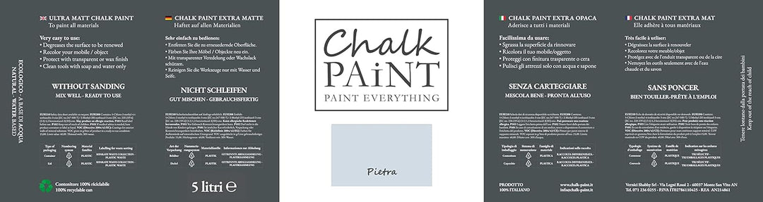Chalk Paint Everything® Pietra Kreidefarbe Wasserbasis für Alle Oberflächen einfach zu verarbeiten o