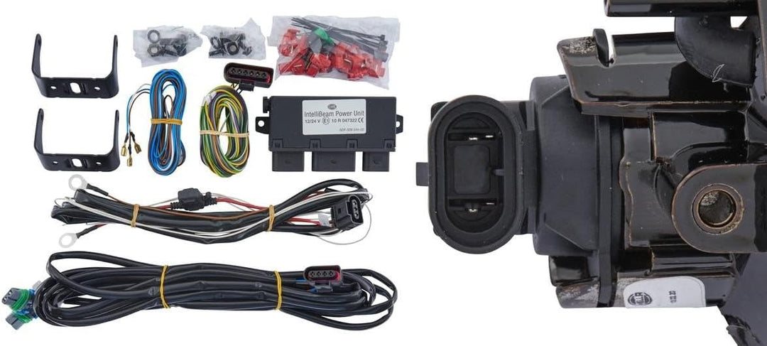 HELLA - FF/Halogen-Nebelscheinwerfersatz - Dynaview Evo2 - 12V - rund - Einbau - glasklare Streusche