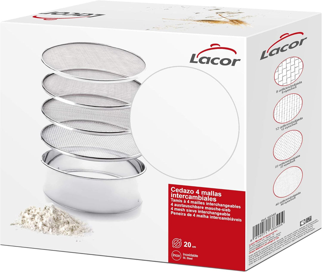 LACOR 4 AUSTAUSCHBARE MASCHE-SIEB. 20 cm, Edelstahl,