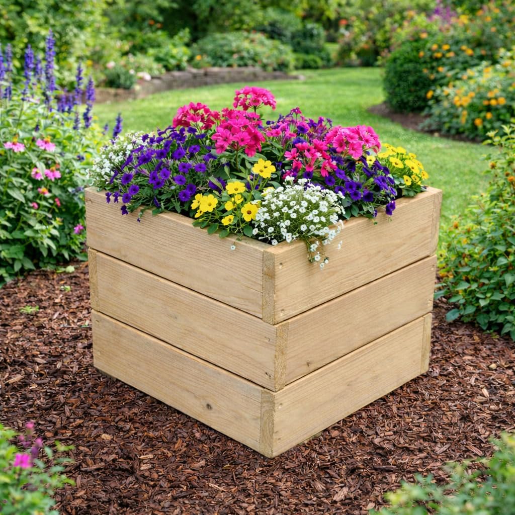 Pflanzkasten Holz geschliffen – naturbelassen ohne Imprägnierung – Blumenkasten fertigmontiert DIY z