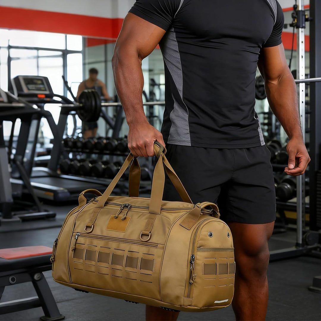 Taktische Sporttasche Herren 45L Reisetasche Mittelgross mit Schuhfach und Laptopfach Leicht Trainin