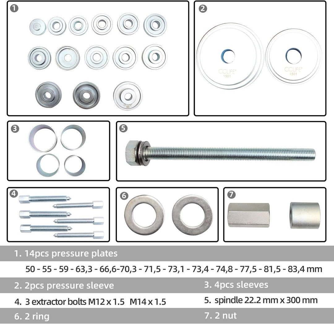 CCLIFE Radlager Werkzeug, Radlager Radnabe Abzieher Montage Demontage Set Radlagerwerkzeug
