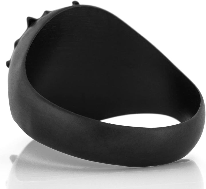 Akitsune Guidance Ring | Kompass Karte Nord Nautisch Ring Herren Edelstahl Designer Mattschwarz 67 (