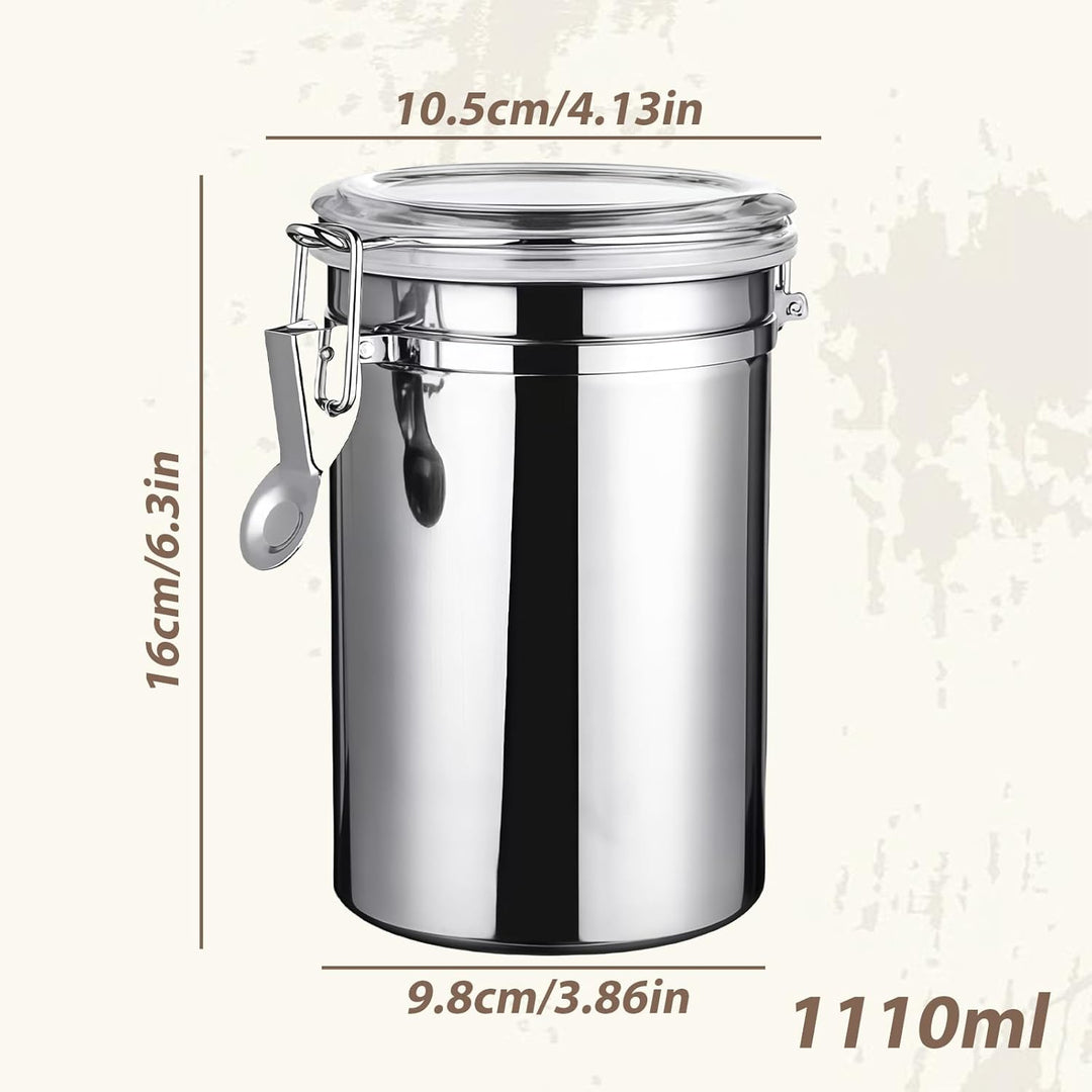 2Pcs Premium Kaffeedose: 1.1L Kaffeedose Luftdicht mit Deckel, Edelstahl Dose zur Aufbewahrung, Arom