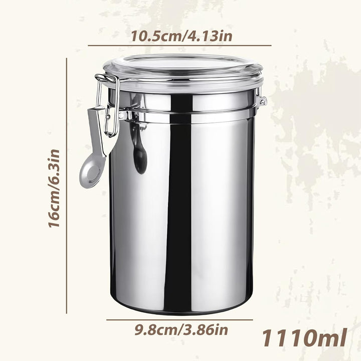 2Pcs Premium Kaffeedose: 1.1L Kaffeedose Luftdicht mit Deckel, Edelstahl Dose zur Aufbewahrung, Arom
