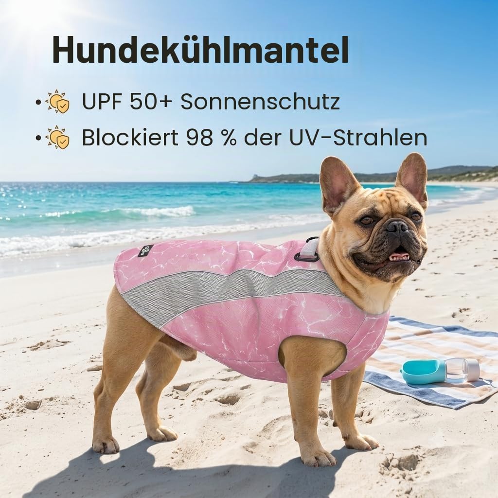 Kühlweste für Hunde mit Doppelten Verstellbaren Reissverschlüssen, Atmungsaktiv Sonnenschutz Kühlwes
