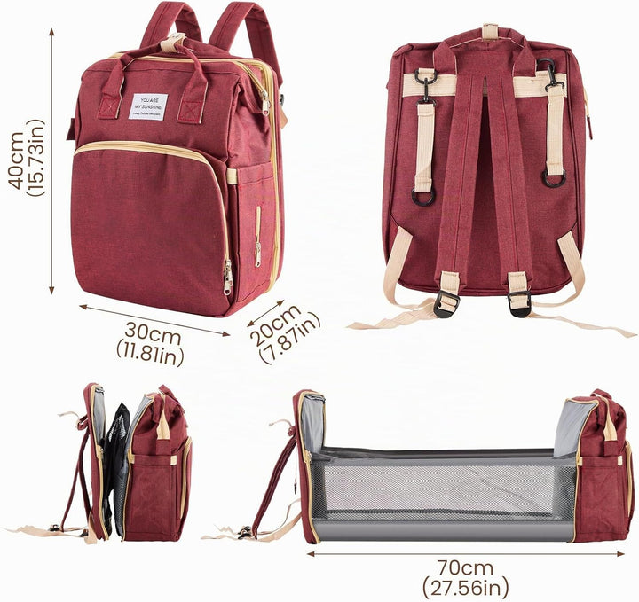 Multifunktionaler Wickelrucksack Baby – Wasserdichte Wickeltasche Rucksack aus Oxford Stoff mit Isol